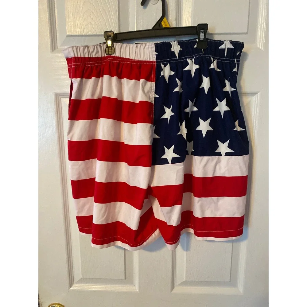 Faded Glory Mens AmericanFlag BoardShorts Swim Trunks Red White Blue Large 36-38